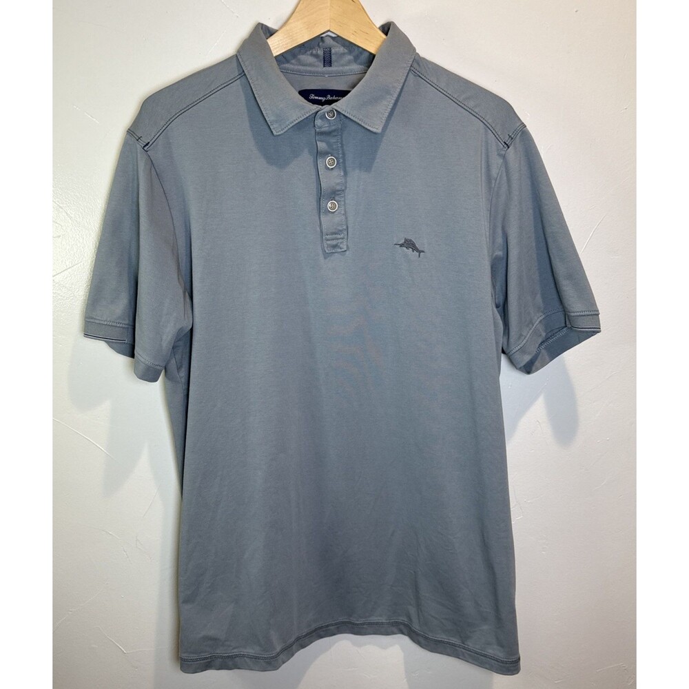 Tommy Bahama Island Zone Short Sleeve Shirt Men's Size Medium Gray Blue